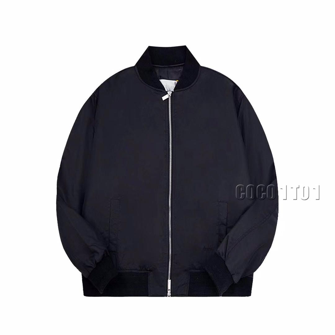 DIOR Letter Precision Embroidery Padded Bomber Jacket Black