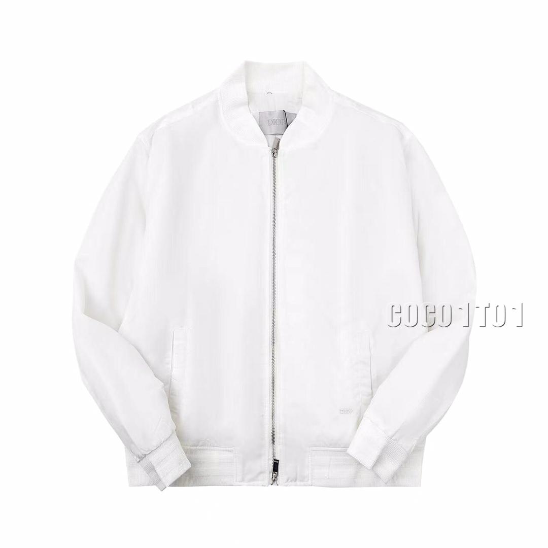 DIOR Letter Precision Embroidery Padded Bomber Jacket White