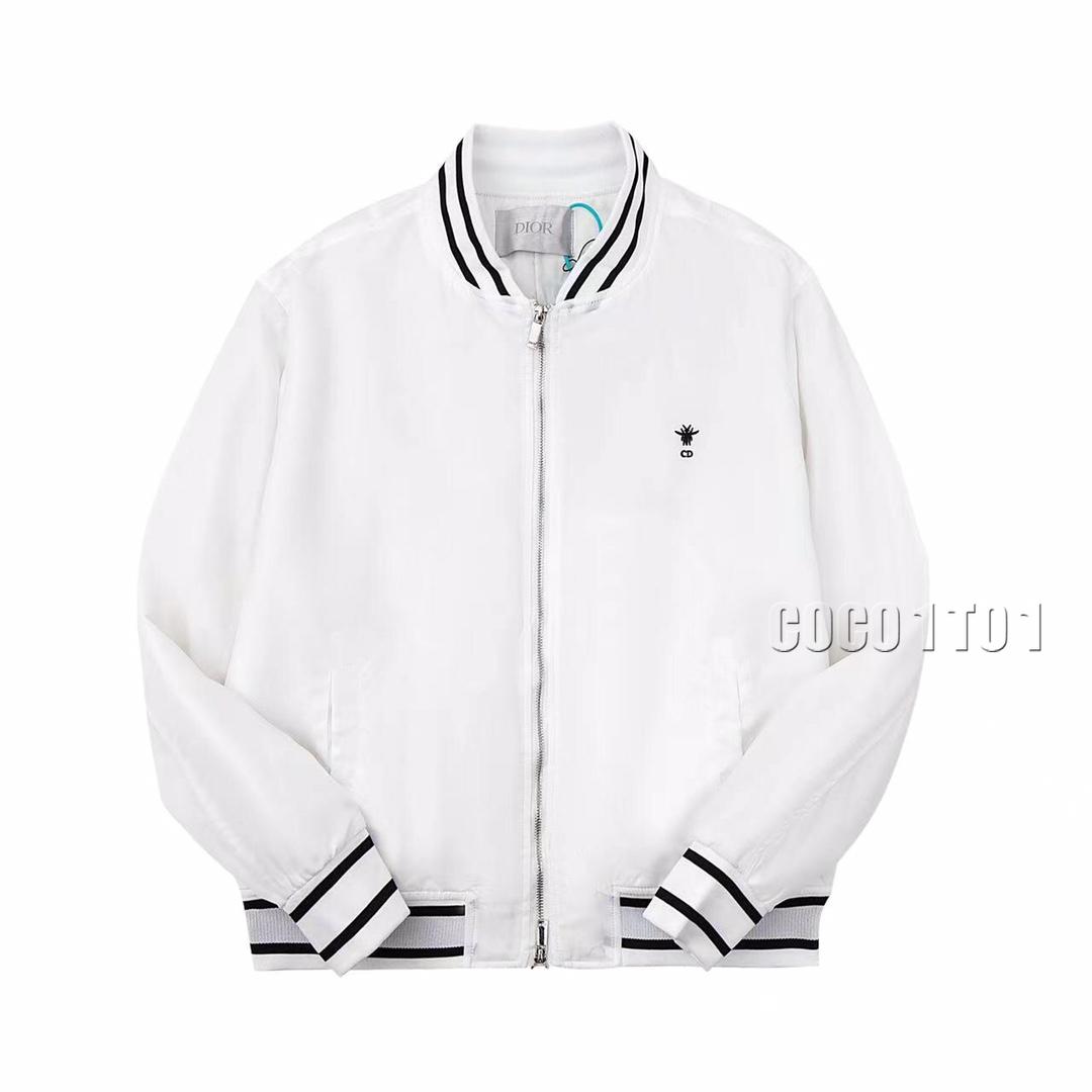 DIOR Letter Precision Embroidery Padded Bomber Jacket White