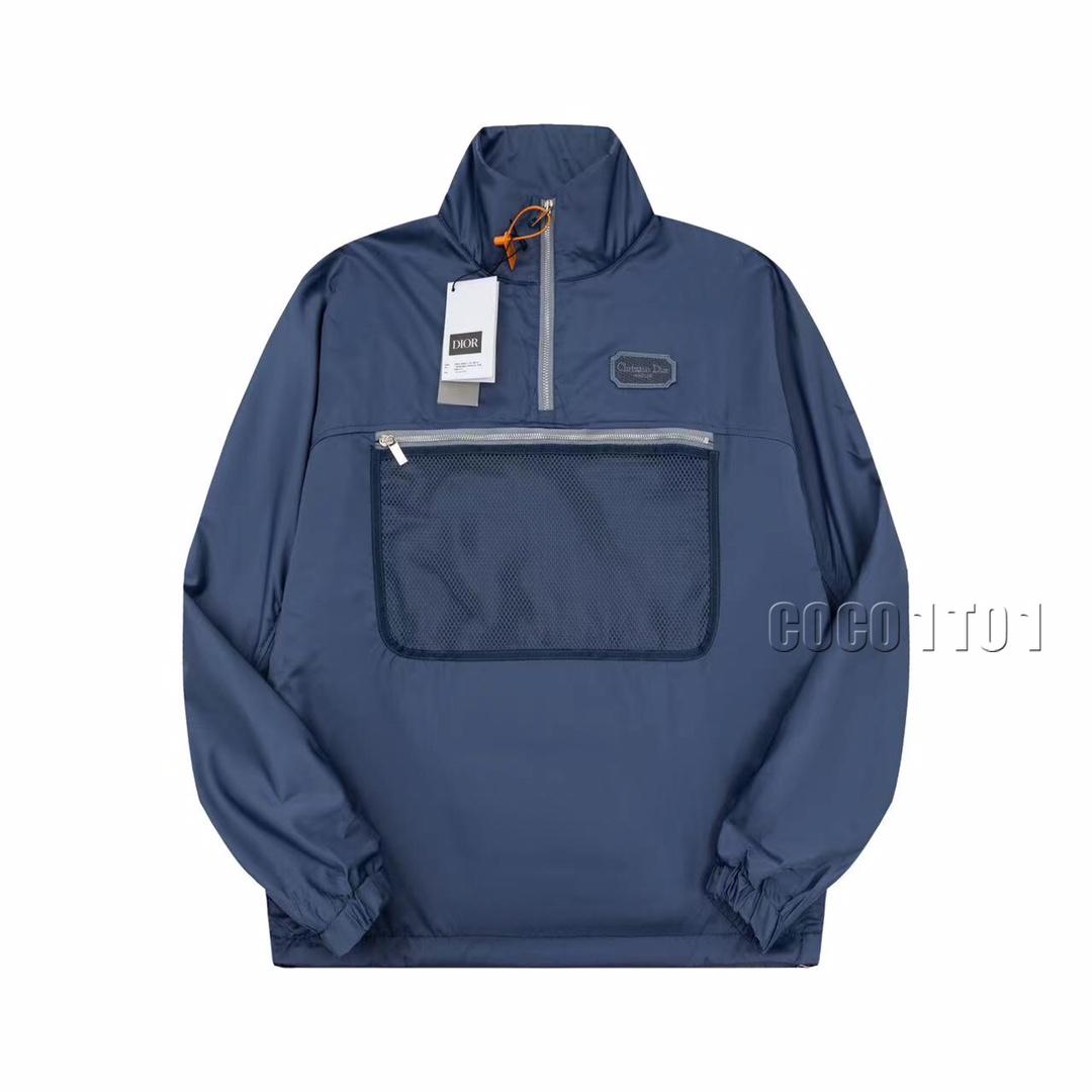 DIOR Chest Embroidery Box Sweatshirt Jacket Blue