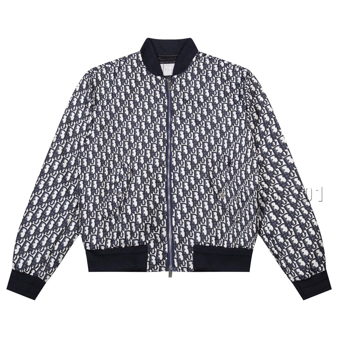 DIOR Monogram Letter All-Over Zip Jacket Cotton Coat