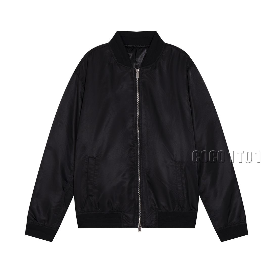 DIOR Letter Embroidery Thin Padded Bomber Jacket Black