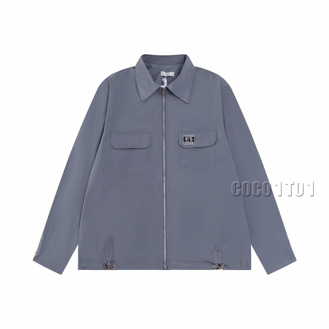 DIOR Dior Charm Embroidery Zip Jacket Blue Gray