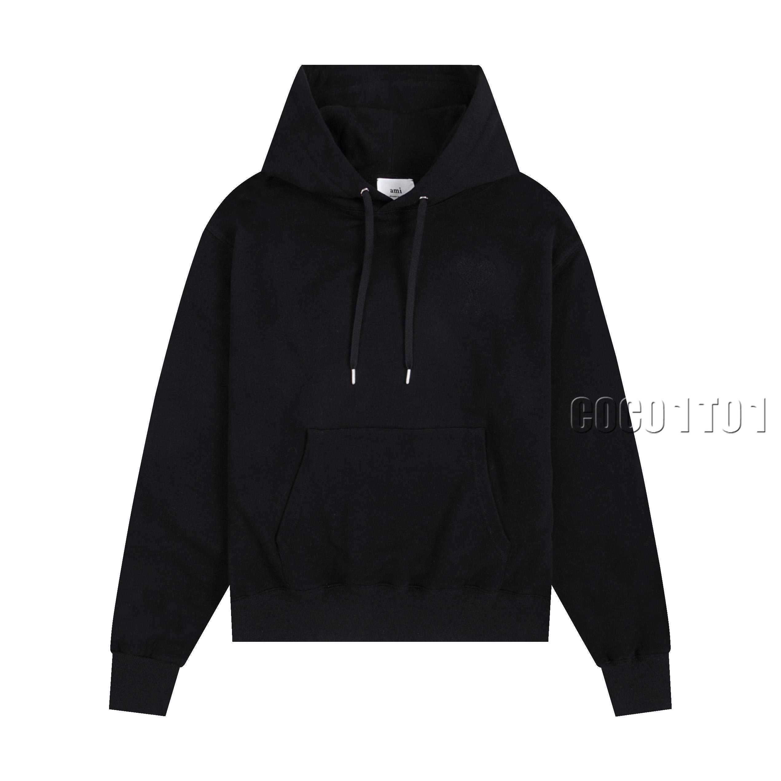 AMI PARIS Classic Towel Embroidery Hoodie in Black