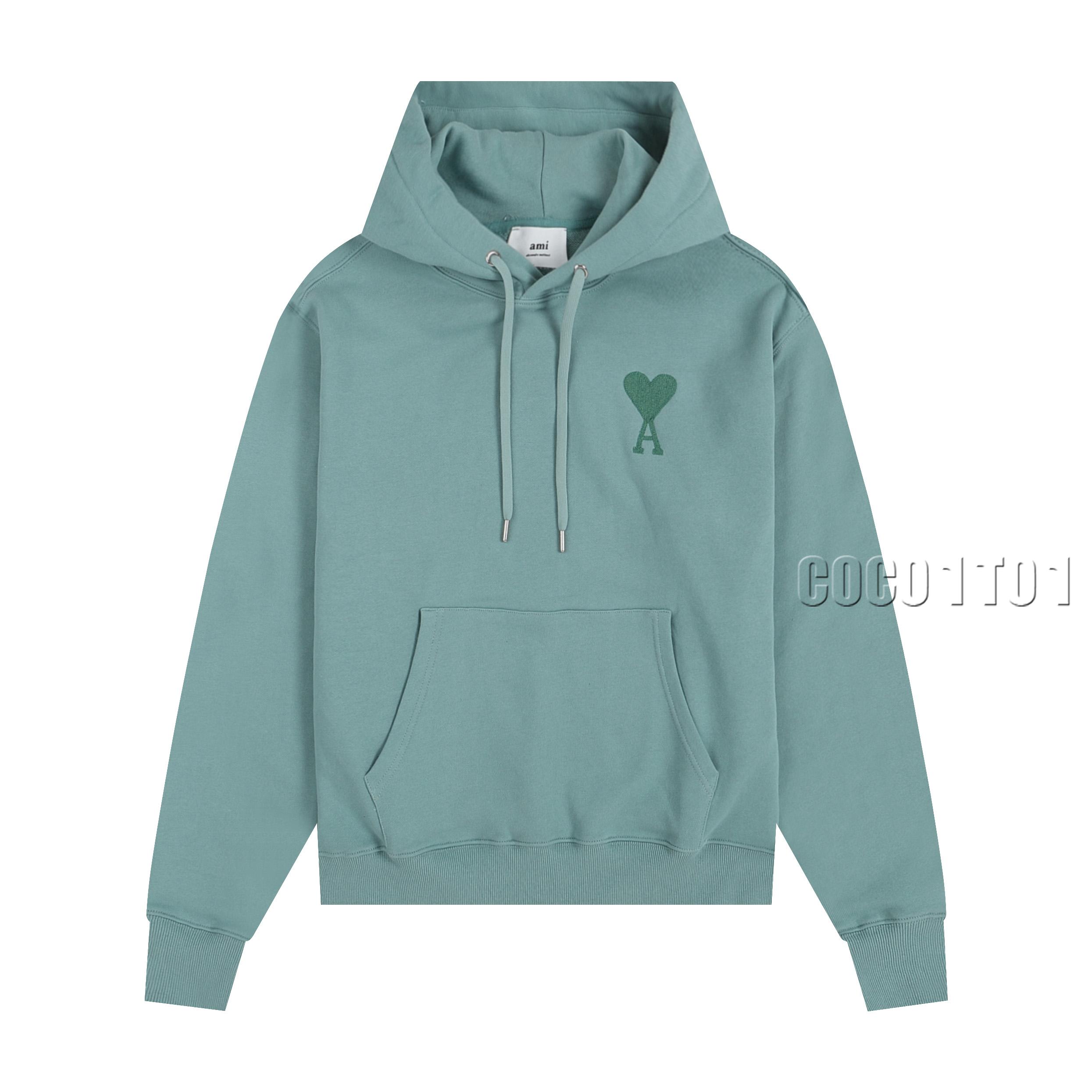 AMI PARIS Classic Towel Embroidery Hoodie in Amy Green