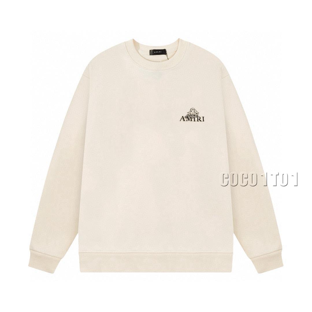 AMIRI Back Cupid Angel Graphic Crewneck Sweatshirt Beige