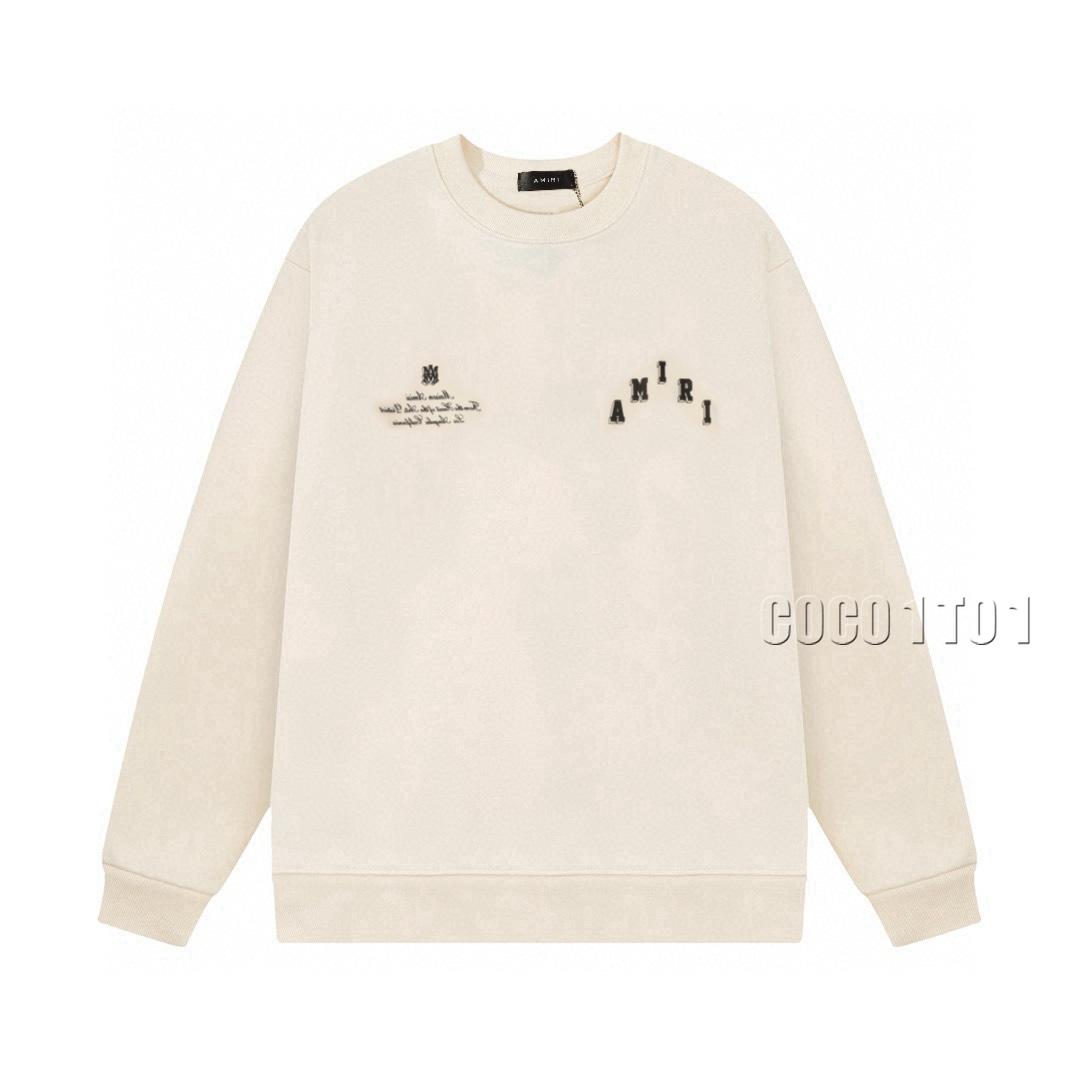 AMIRI Front Classic Logo Back Letter Logo Crewneck Sweatshirt Beige