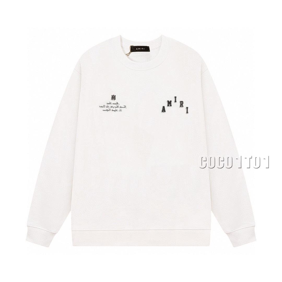 AMIRI Front Classic Logo Back Letter Logo Crewneck Sweatshirt White