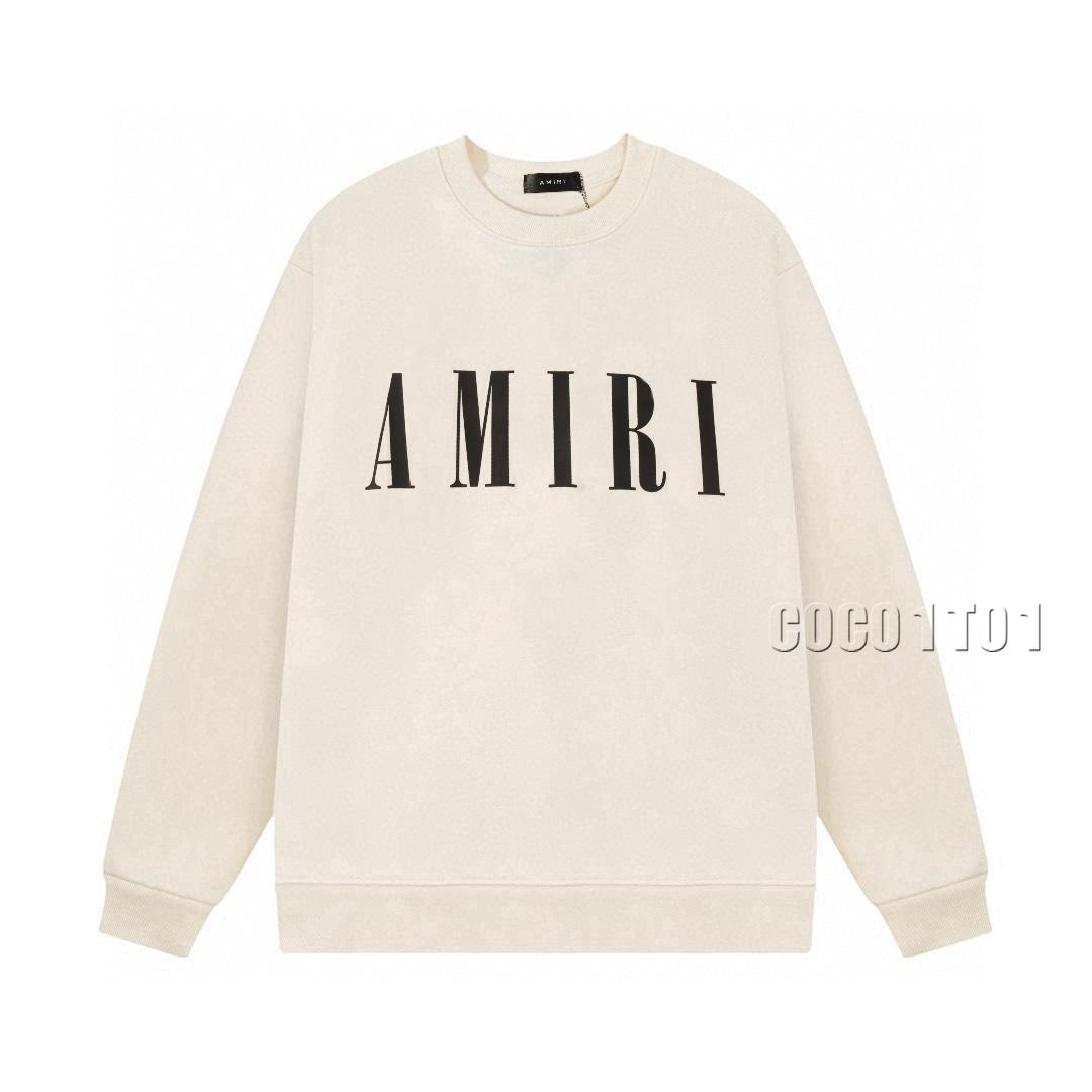AMIRI Classic Letter Print Logo Crewneck Sweatshirt Beige