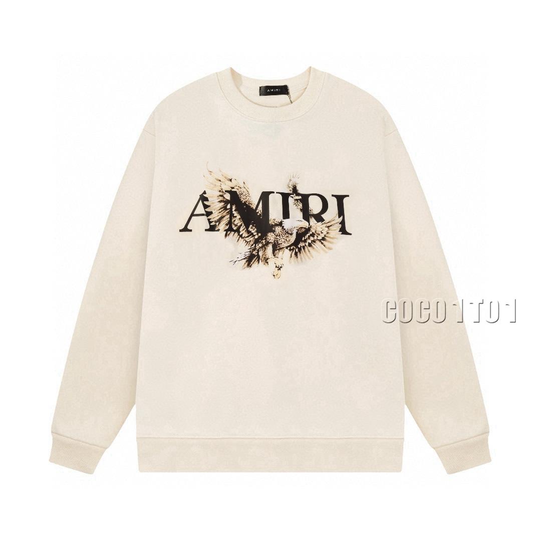 AMIRI Classic Letter Logo Eagle Crewneck Sweatshirt Beige