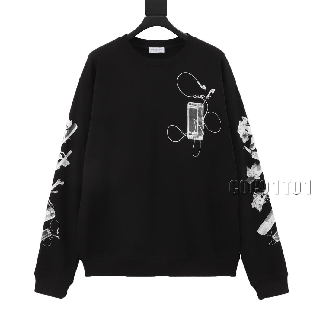 OFF-WHITE C/O VIRGIL Digital Headphone Arrow Print Crewneck Sweatshirt