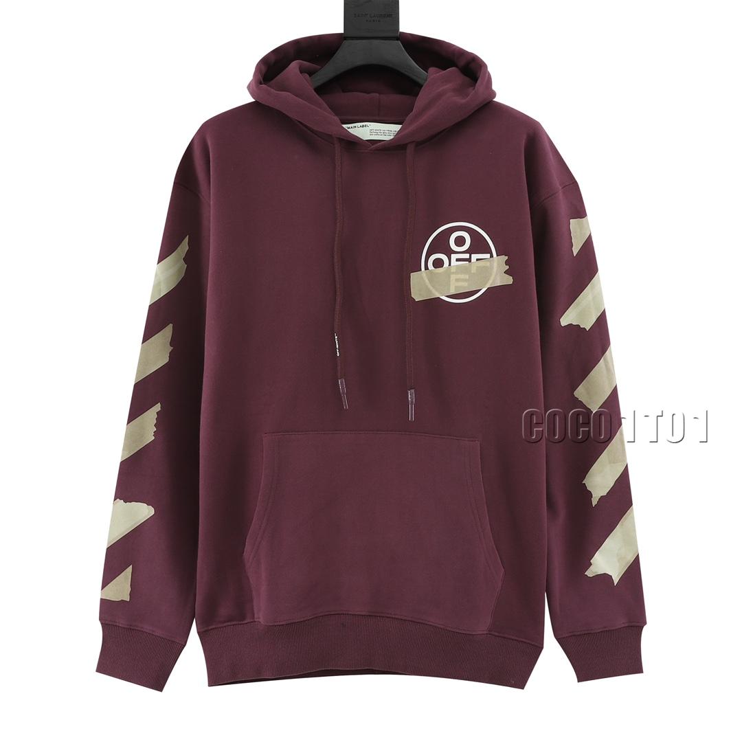 OFF-WHITE Tape Print Hoodie Red