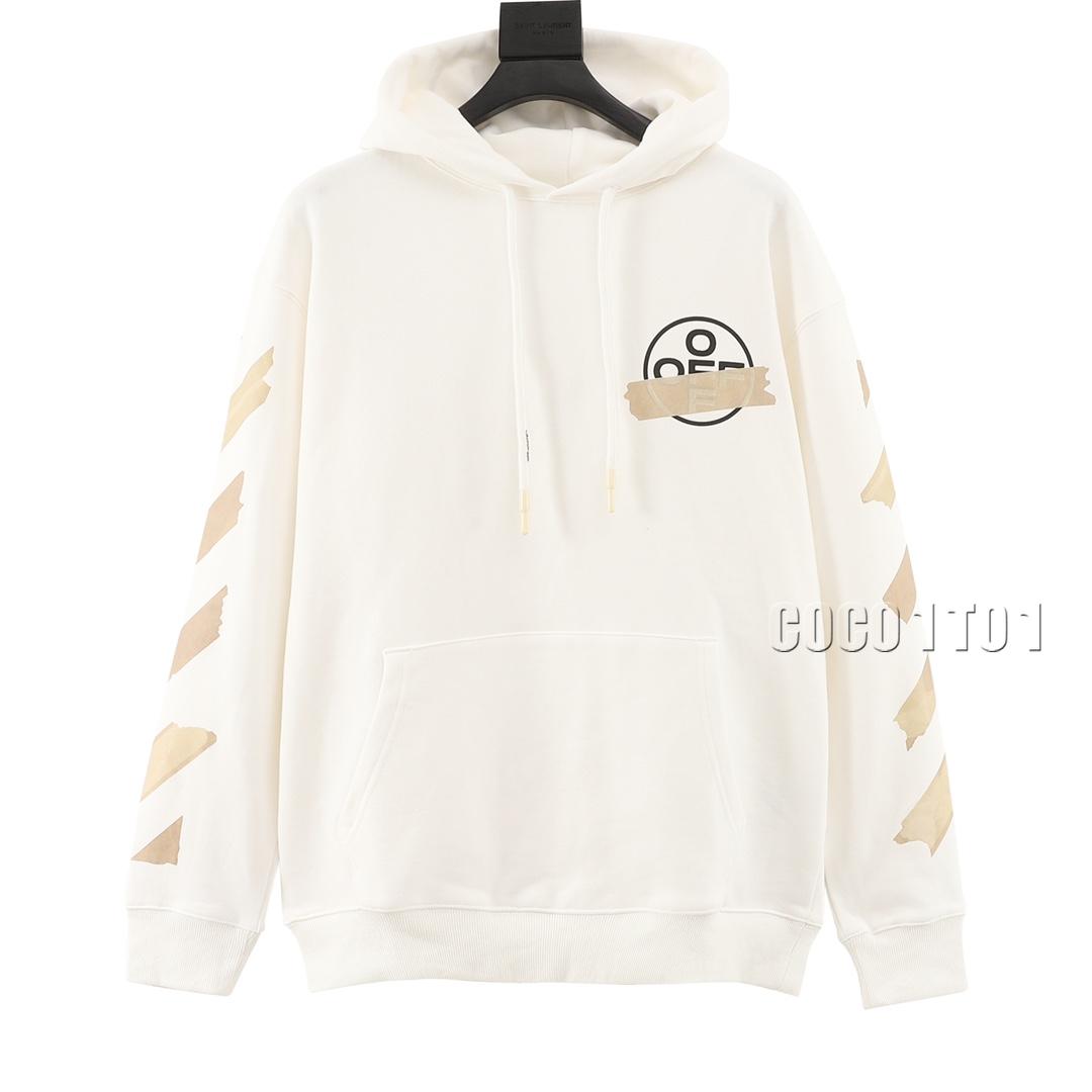 OFF-WHITE Tape Print Hoodie White