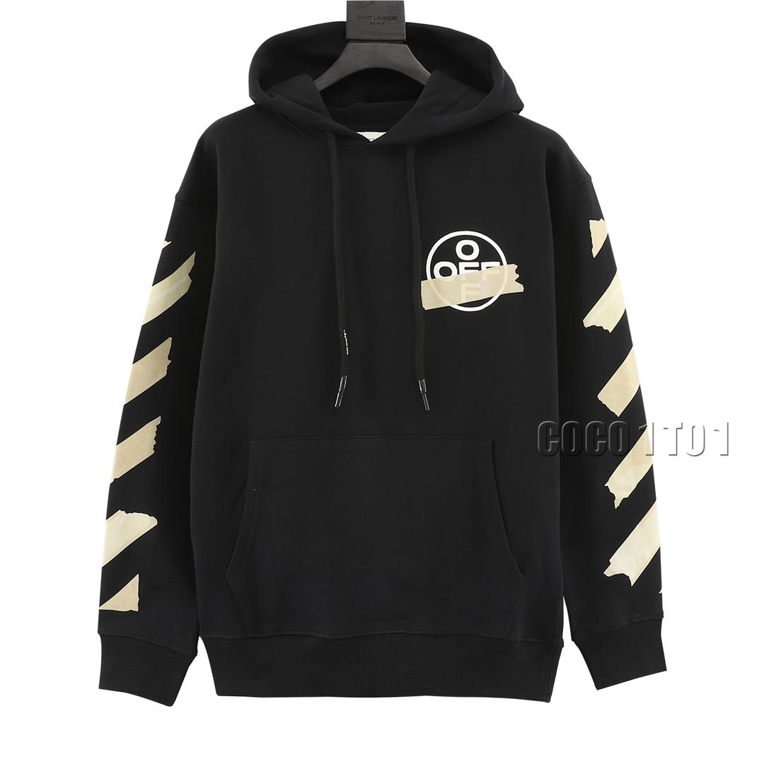 OFF-WHITE Tape Print Hoodie Black