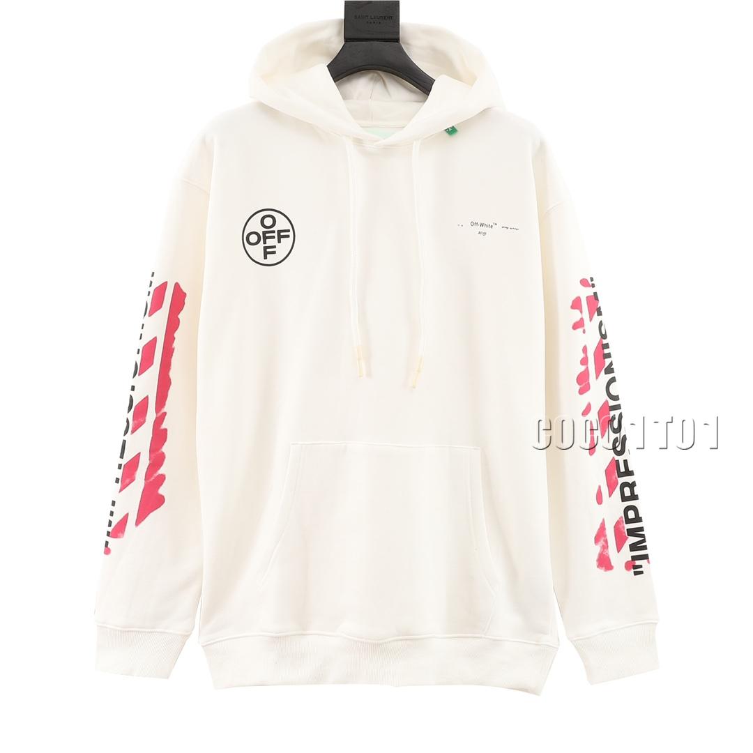 OFF-WHITE Back Pink Painted Arrow Hoodie White
