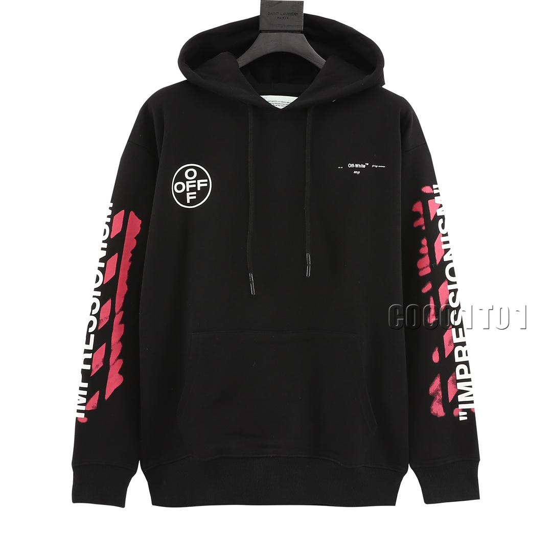 OFF-WHITE Back Pink Painted Arrow Hoodie Black