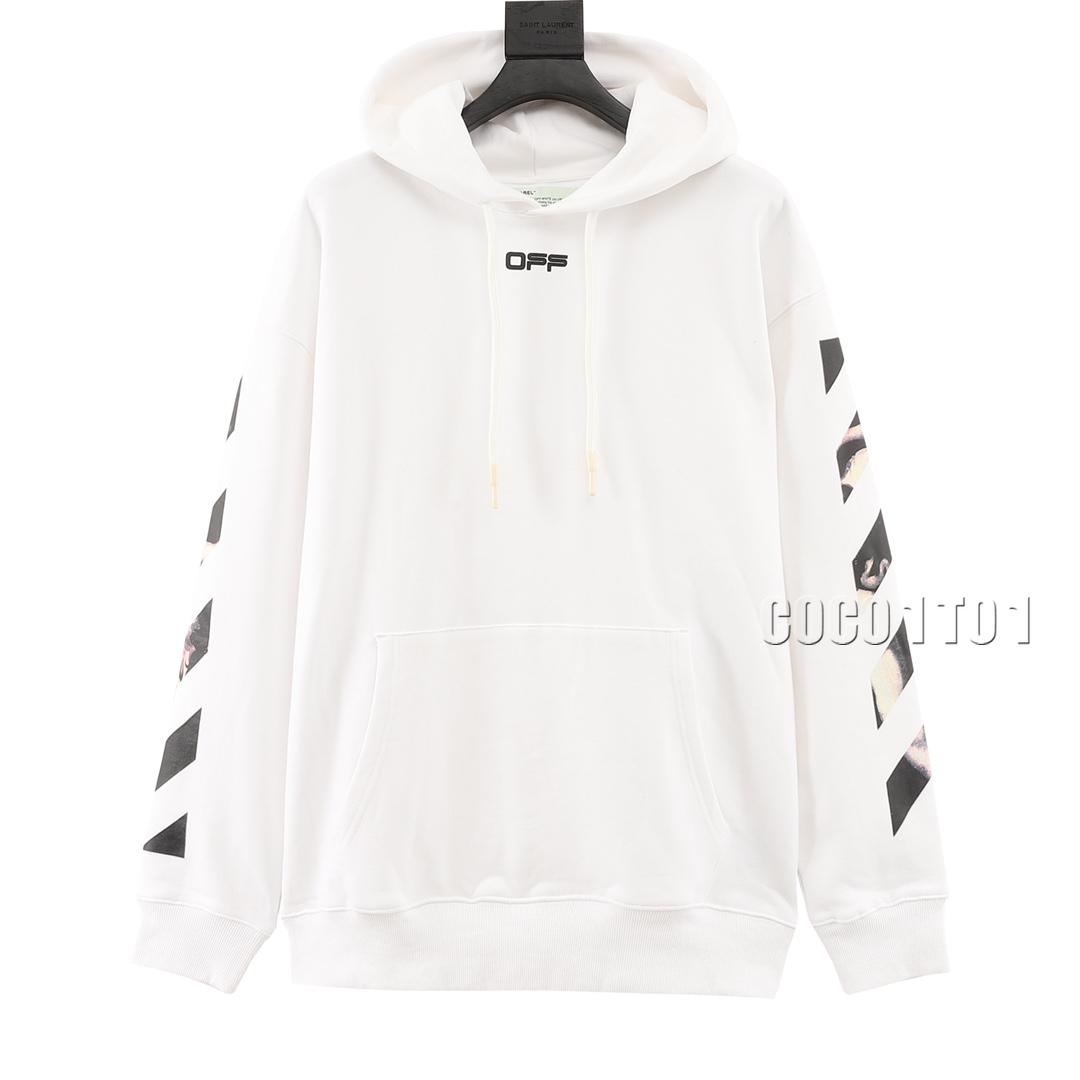 OFF-WHITE C/O VIRGIL Back Angel Religious Print Long Sleeve Hoodie