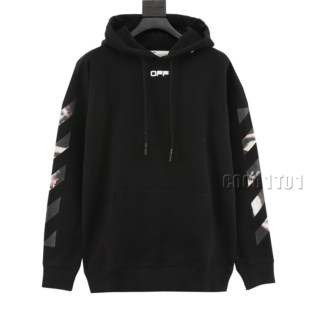 OFF-WHITE C/O VIRGIL Back Angel Religious Print Long Sleeve Hoodie