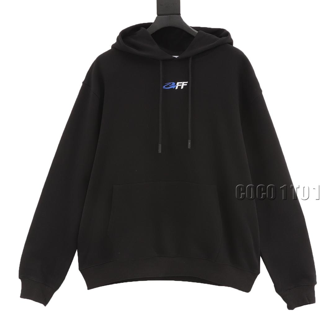 OFF-WHITE C/O VIRGIL Blue Arrow Earth Print Hoodie