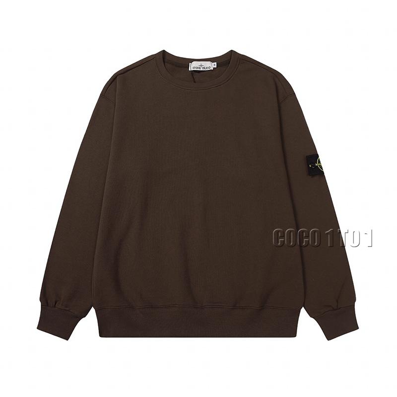 STONE ISLAND Compass Badge Crewneck Sweatshirt Brown