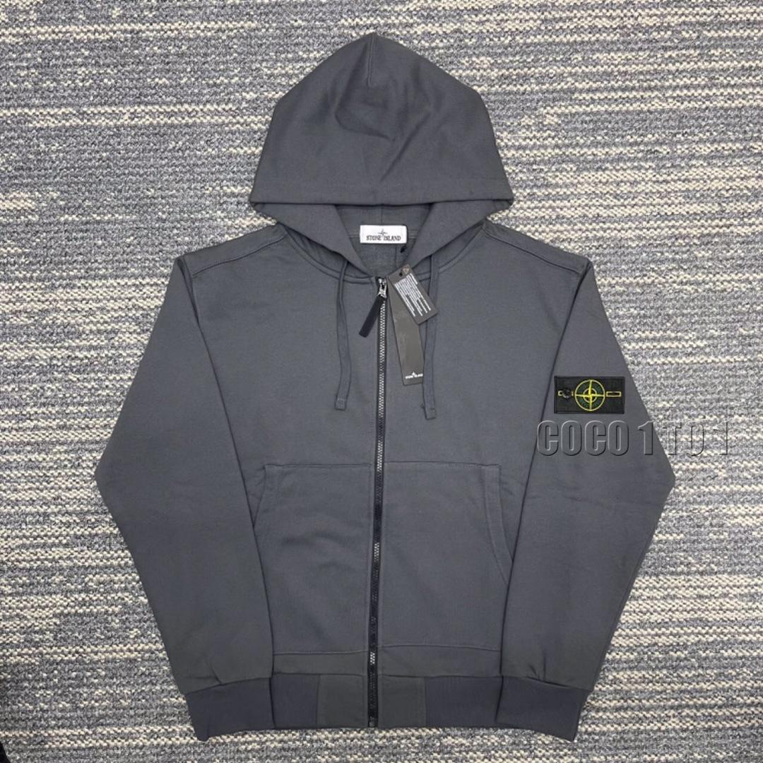 STONE ISLAND Compass Badge Hooded Zip Cardigan Dark Gray