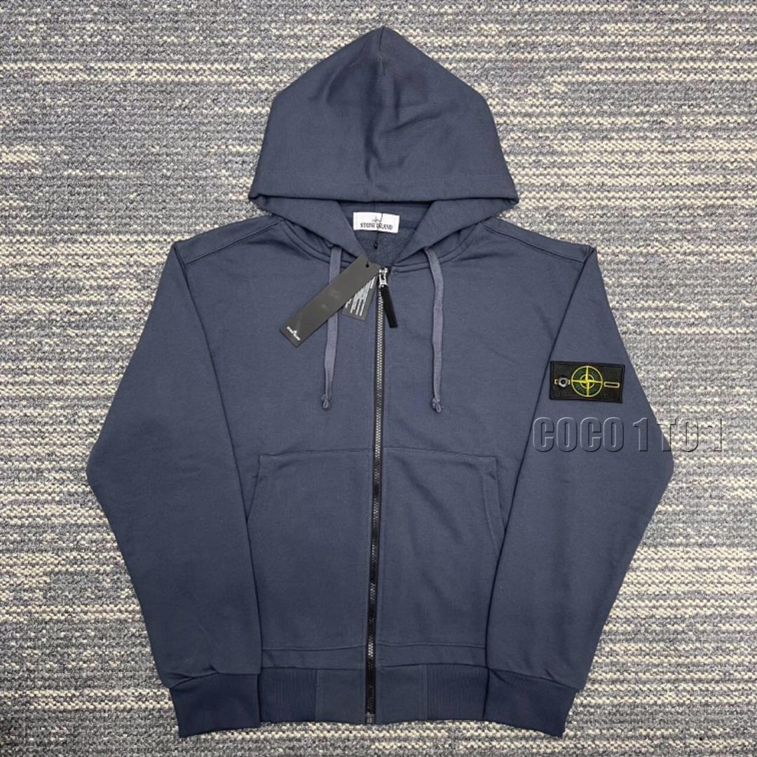 STONE ISLAND Compass Badge Hooded Zip Cardigan Navy Blue