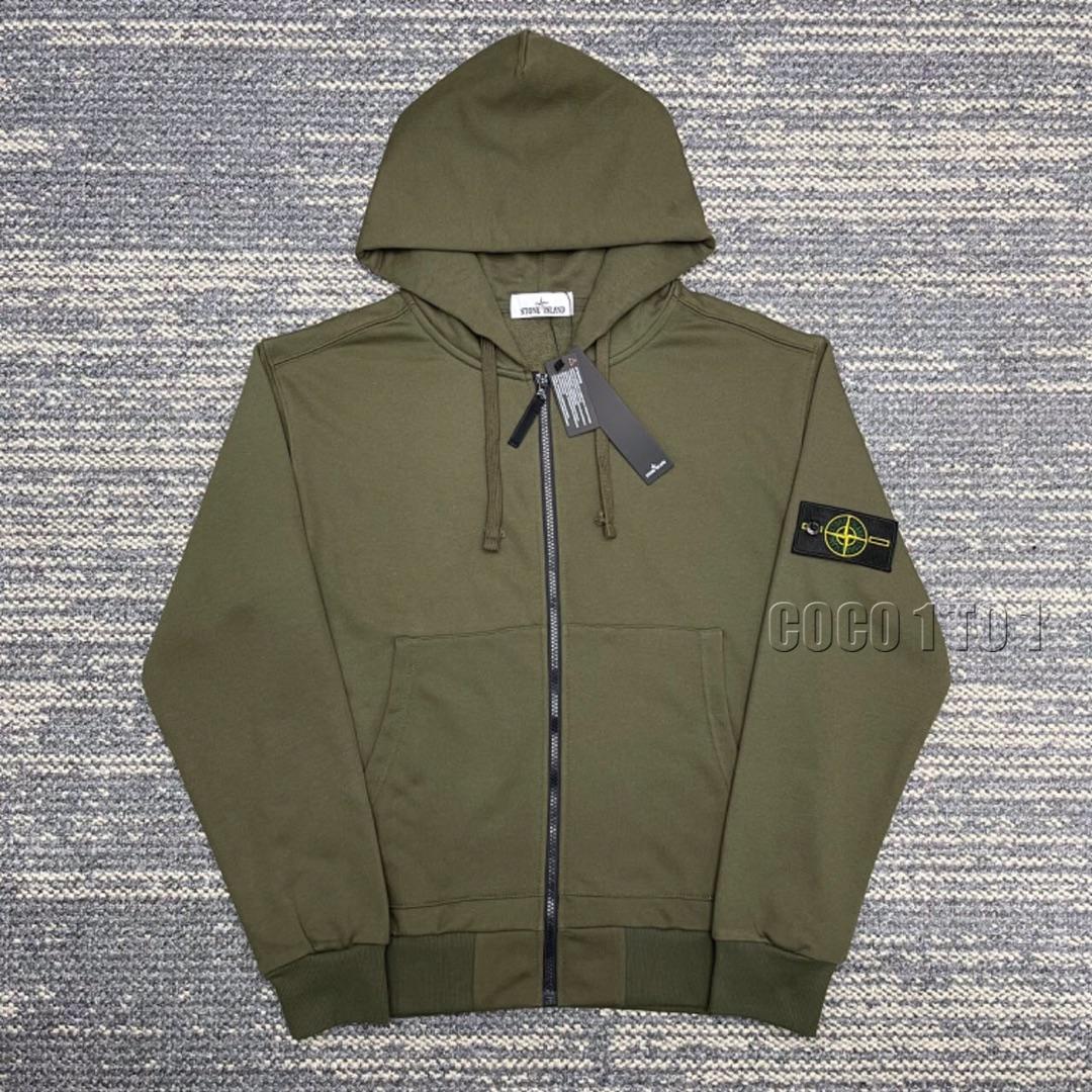 STONE ISLAND Compass Badge Hooded Zip Cardigan Military Green