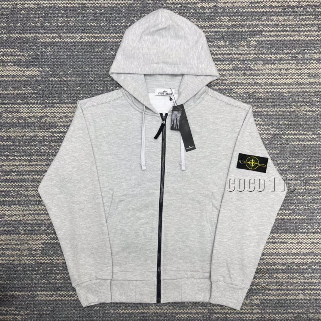 STONE ISLAND Compass Badge Hooded Zip Cardigan Heather Gray