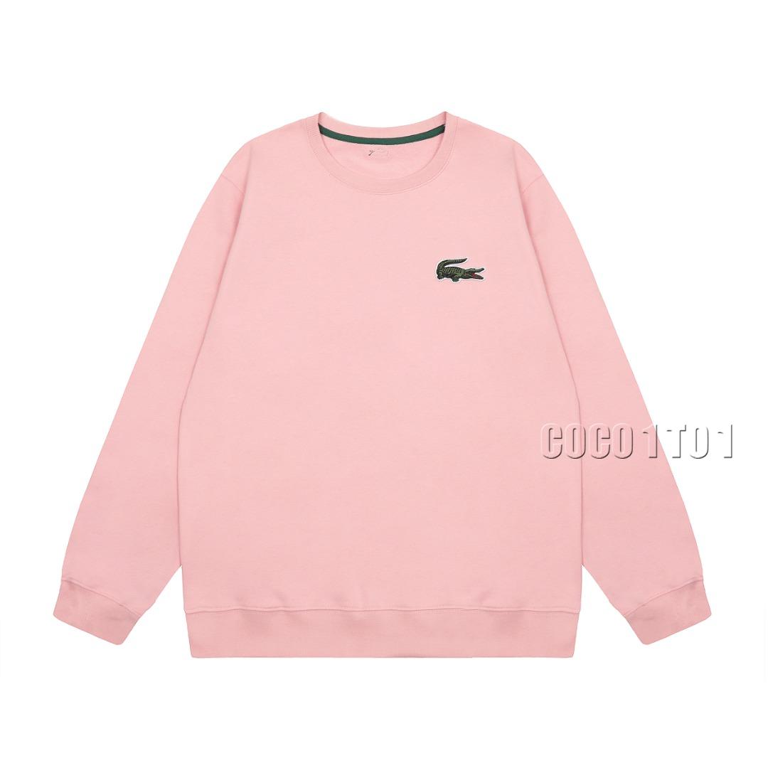 LACOSTE Embroidered Logo Crewneck Sweatshirt in Pink