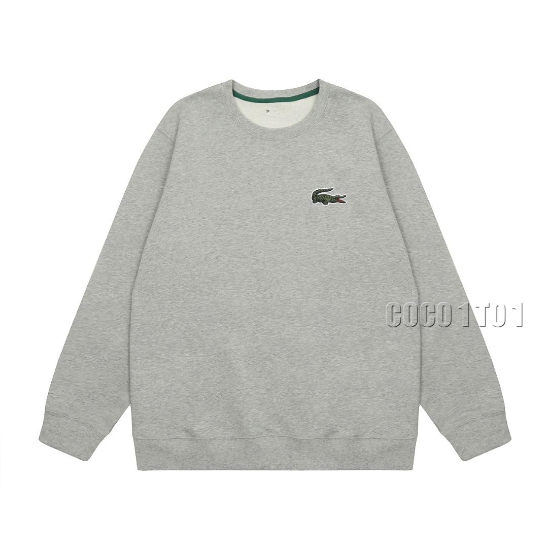 LACOSTE Embroidered Logo Crewneck Sweatshirt in Gray