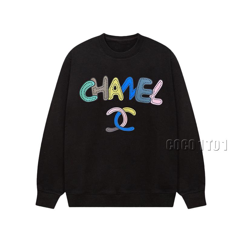 CHANEL Cartoon Color LOGO Crewneck Sweatshirt Black