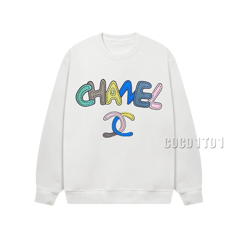 CHANEL Cartoon Color LOGO Crewneck Sweatshirt White