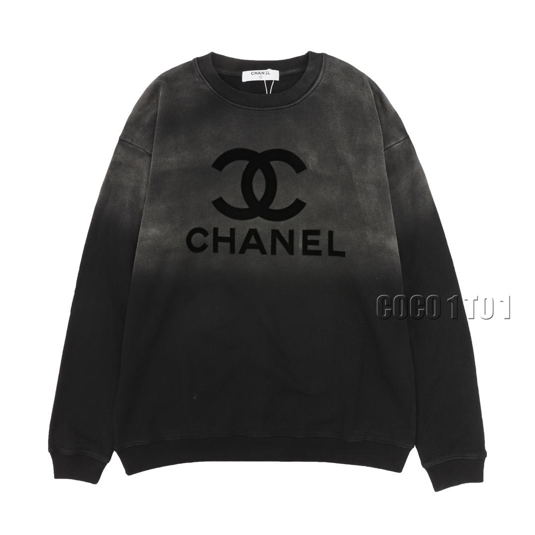 CHANEL Gradient Wash Flocked Logo Crewneck Sweatshirt
