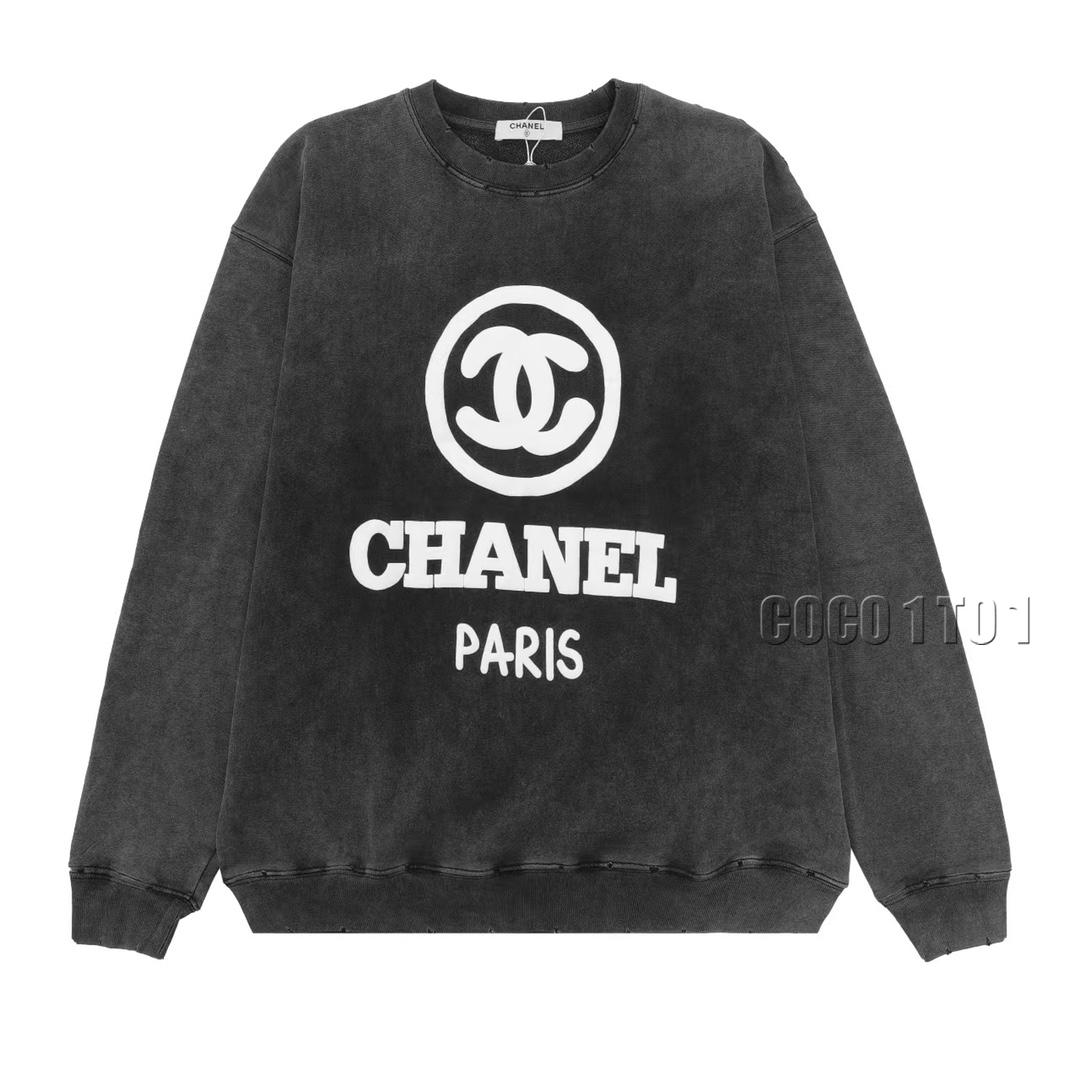 CHANEL Washable Foam Print Crewneck Sweatshirt