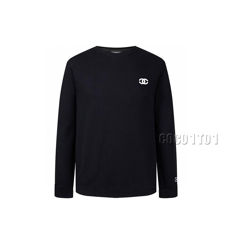 CHANEL Double C Raised High-density Embroidery Crewneck Sweatshirt Black