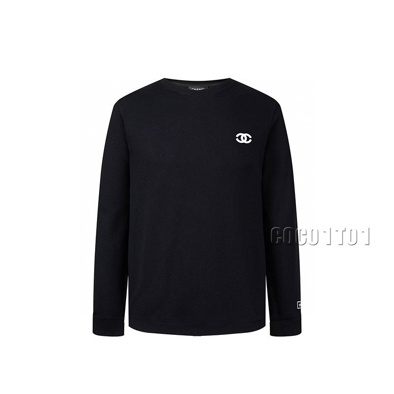 CHANEL Double C Raised High-density Embroidery Crewneck Sweatshirt Black