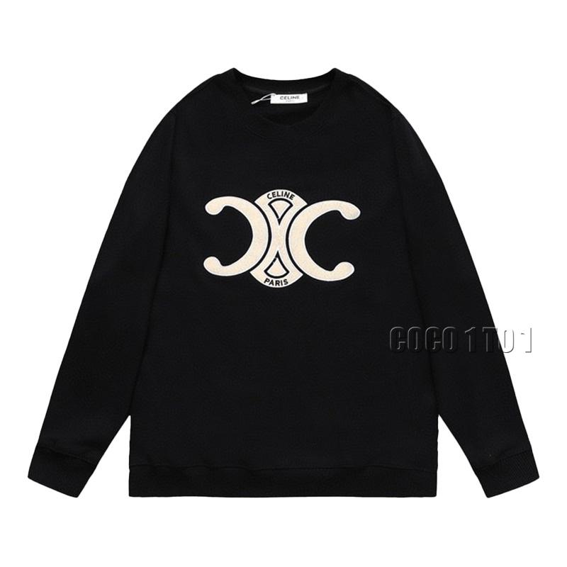 CELINE Triomphe Embroidered Crewneck Sweatshirt in Black
