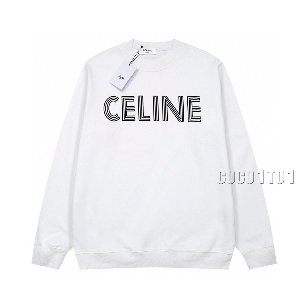 CELINE Multi-layer 3D Logo Print Crewneck Sweatshirt in White