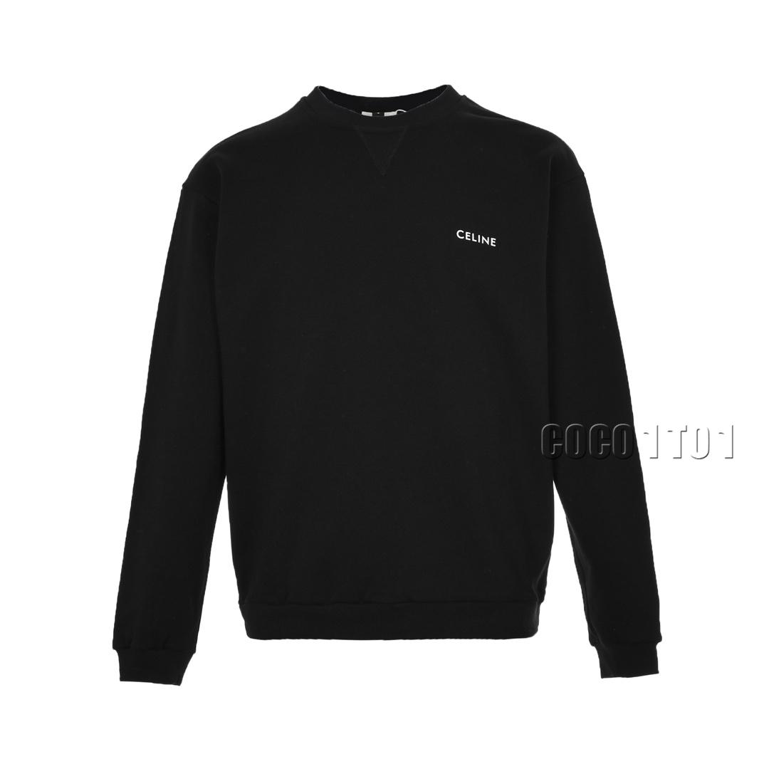 CELINE Classic Small Logo Crewneck Sweatshirt in Black