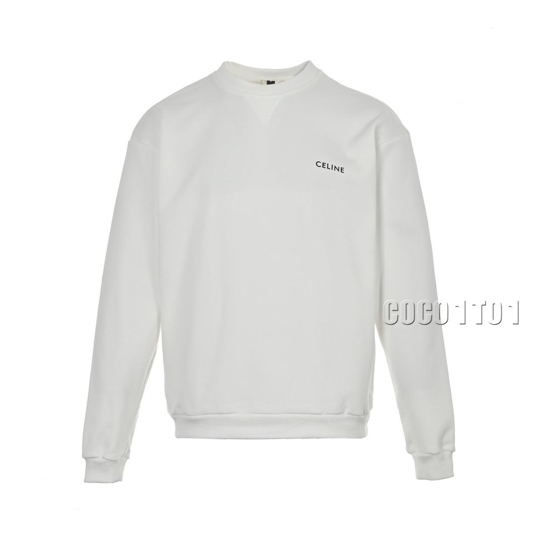 CELINE Classic Small Logo Crewneck Sweatshirt in White