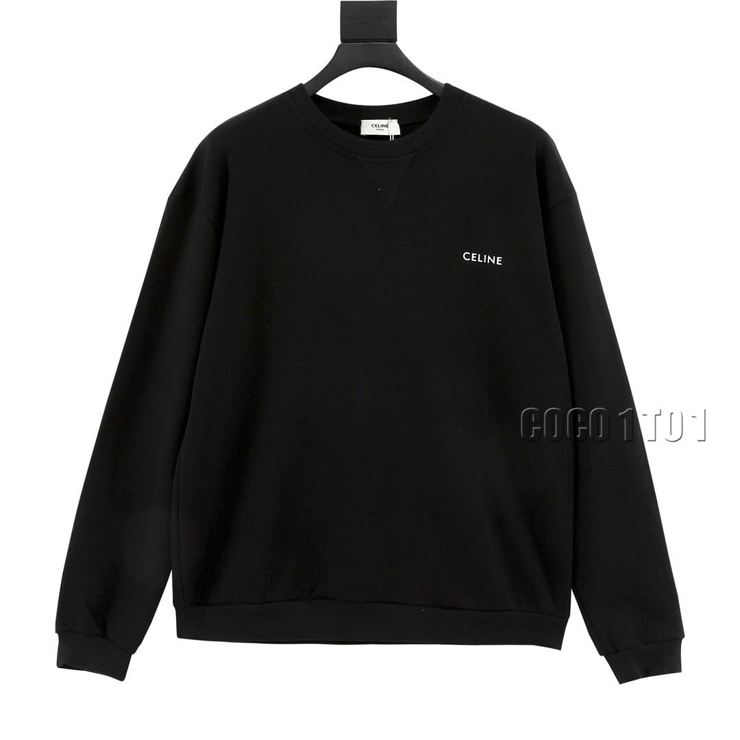 CELINE Small Logo Print Crewneck Sweatshirt in Black