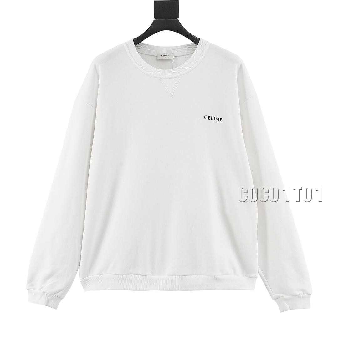 CELINE Small Logo Print Crewneck Sweatshirt in White