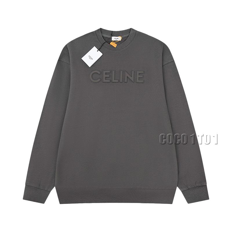 CELINE Embossed Logo Crewneck Sweatshirt in Brown