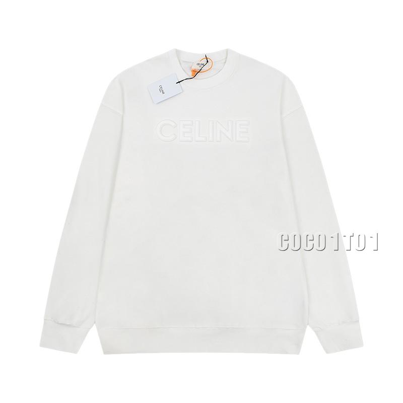 CELINE Embossed Logo Crewneck Sweatshirt in White