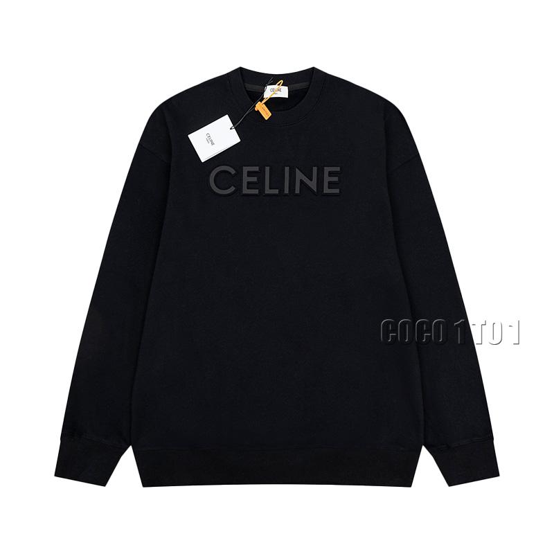 CELINE Embossed Logo Crewneck Sweatshirt in Black