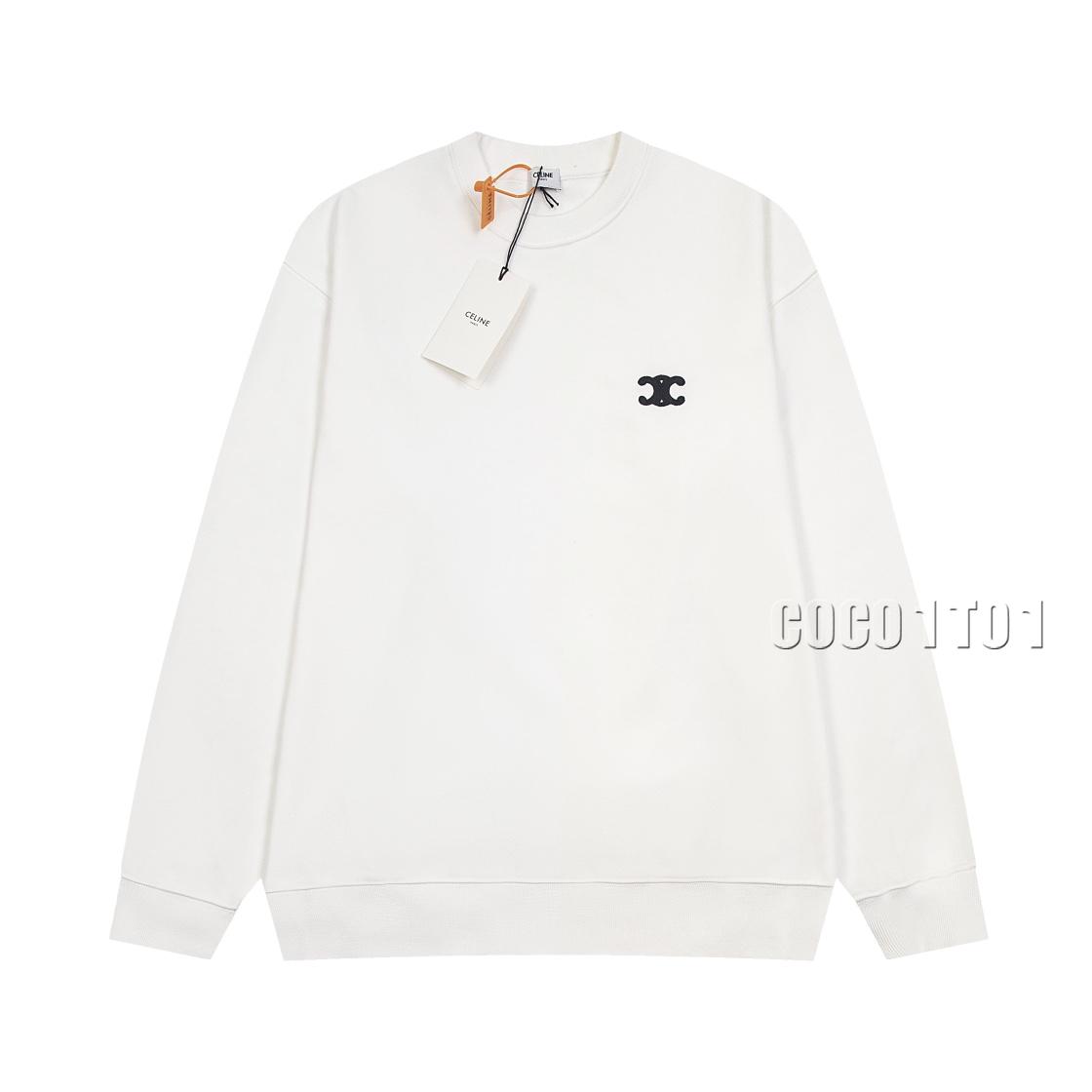 CELINE Triomphe Embroidered Crewneck Sweatshirt in White