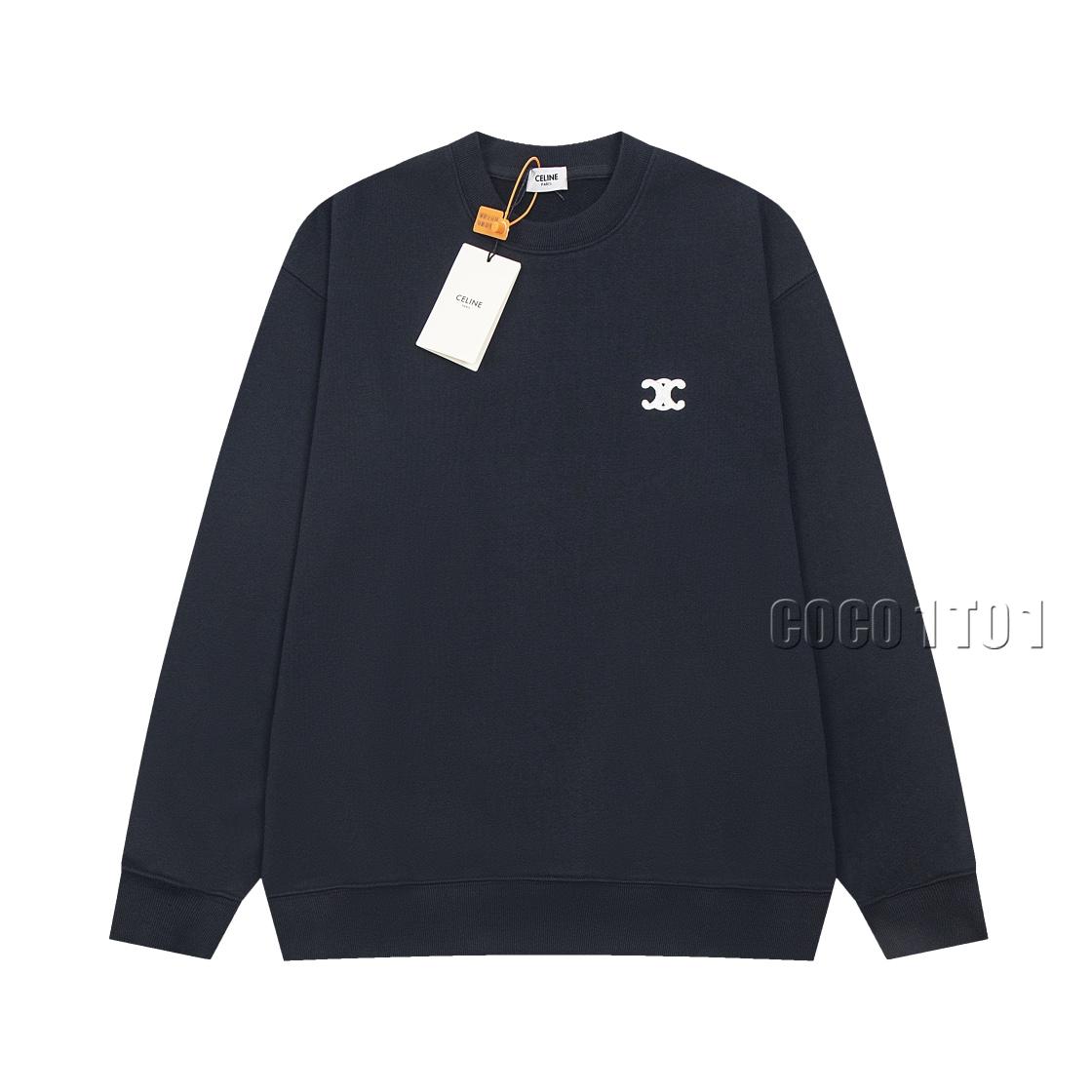 CELINE Triomphe Embroidered Crewneck Sweatshirt in Black
