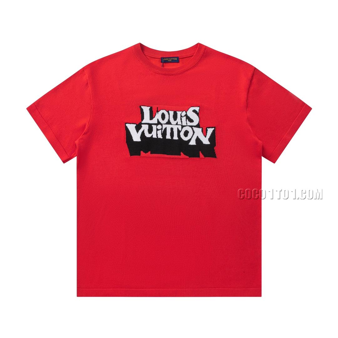 Louis Vuitton Logo Embossed Alphabet Knitted Short-Sleeve T-shirt NLOUIS VUITTON42307