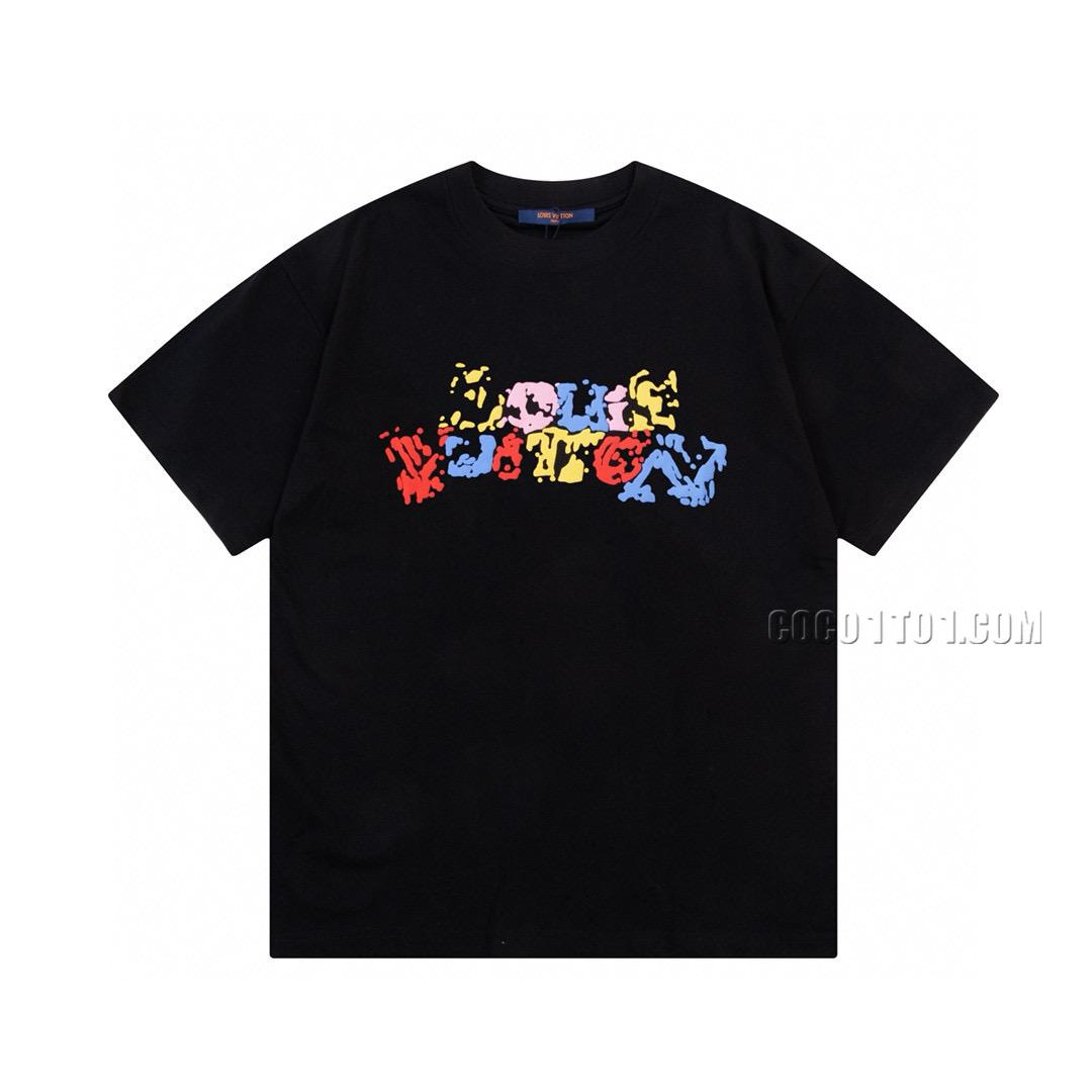 Louis Vuitton colorful letter foam print original fabric official same short-sleeved T-shirt NLOUIS VUITTON42307
