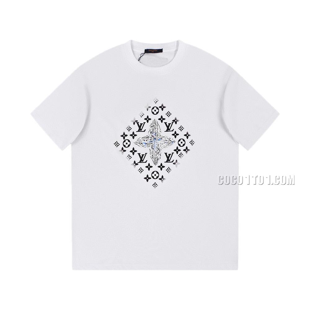 Louis Vuitton imported machine direct spray pattern printed short-sleeved T-shirt NLOUIS VUITTON42307